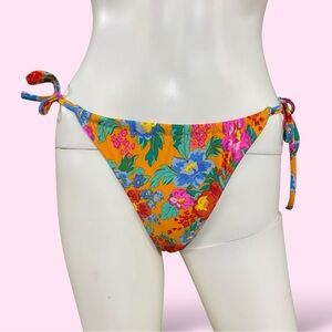 Xhilaration Yellow Floral Print Bikini Bottom, L